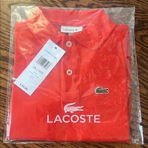 NWT - Lacoste Red Polo Shirt - Sz 5 Youth